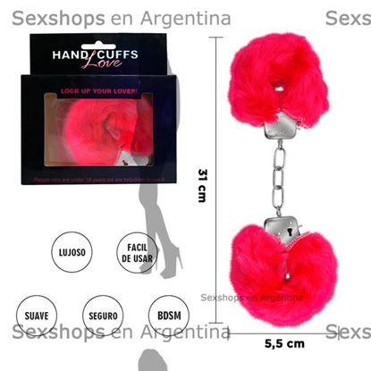 Esposas de metal cubiertas de peluche rosa